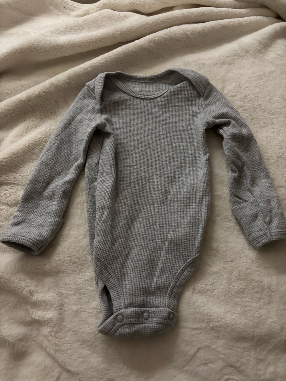 Carter's Gray Waffle Knit Long-Sleeve Baby One-Piece